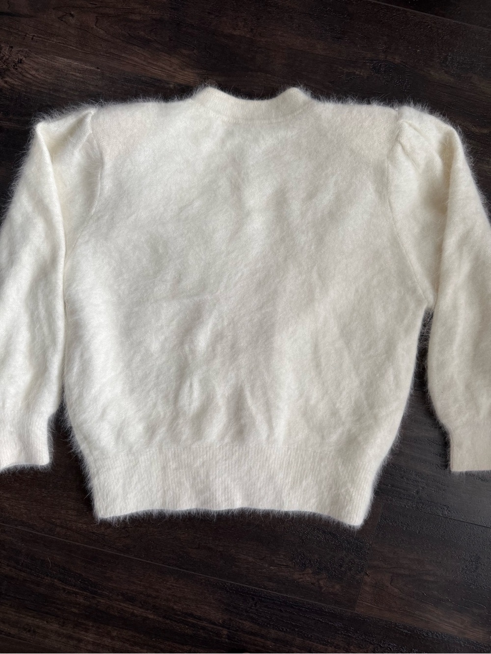 Vintage Ivory Angora Blend Cardigan Pearl Floral Embellished Sweater - Picture 10 of 10
